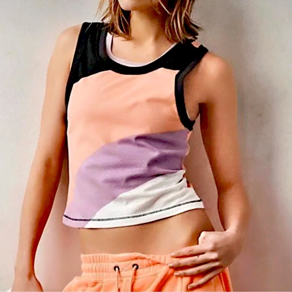 Free People Color Block Cropped Tank Top | XS